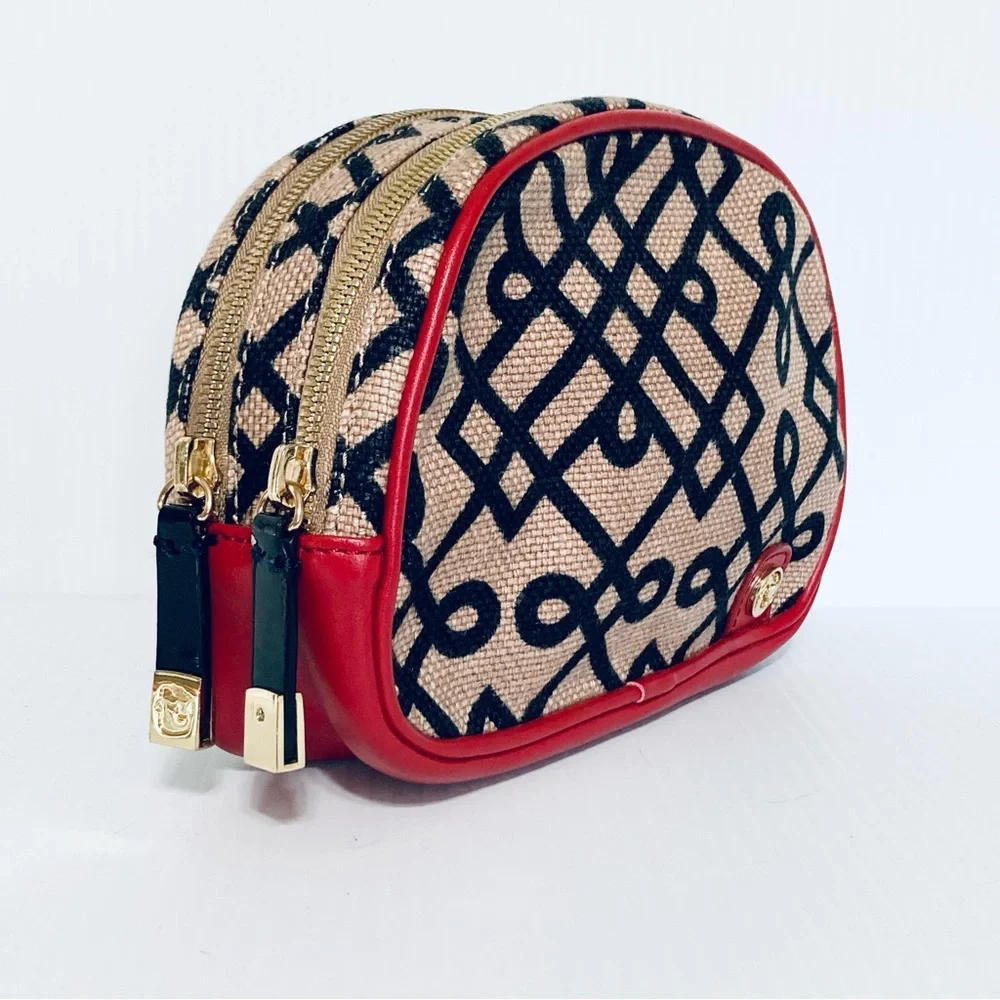 SPARTINA 449 Cosmetic Bag 1715 Lowcountry Natural Linen & Genuine Leather